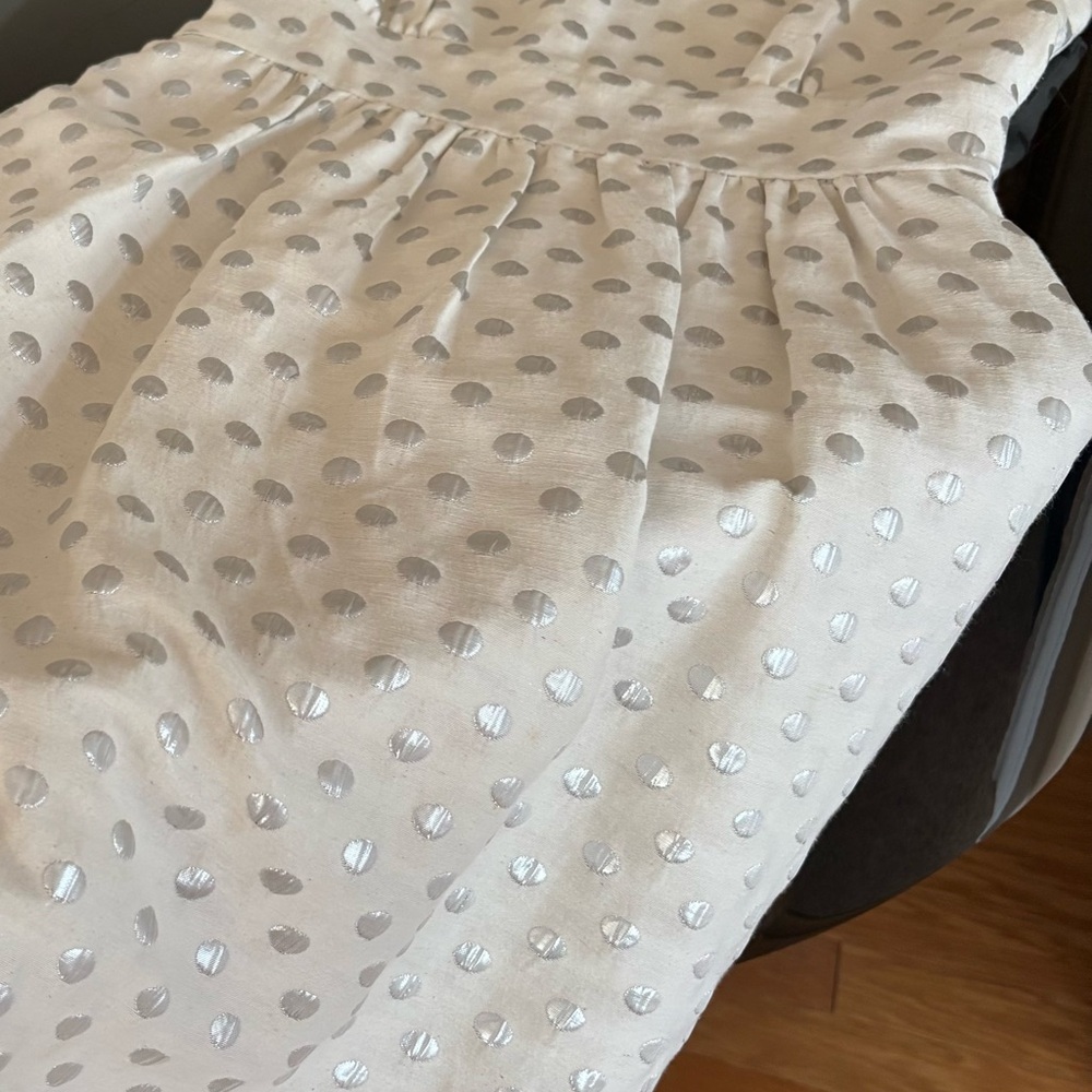 Eliza J Cream and metallic Silver Polka Dot cocktail dress